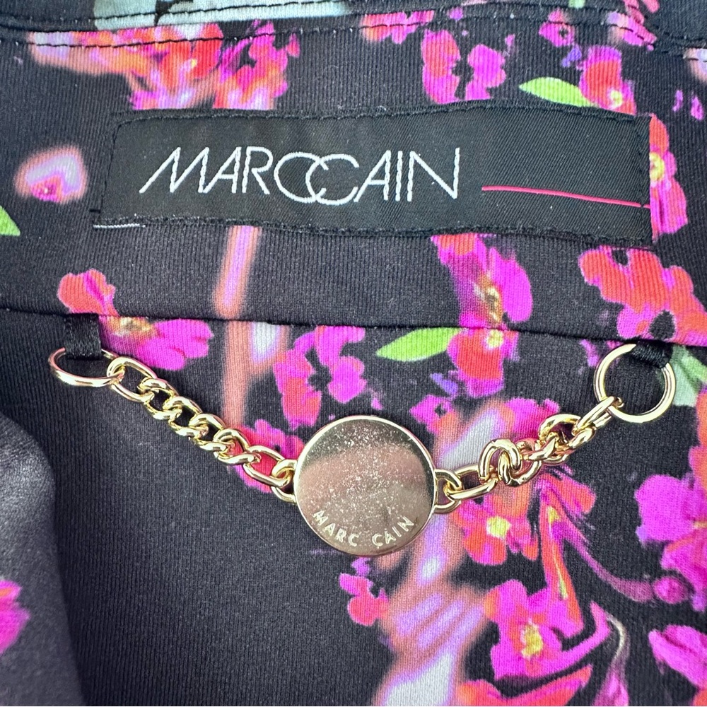 Marc Cain Floral Print Jacket N1 (US 2/XS) Black Pink Flowers Luxury EU Designer - Picture 3 of 9